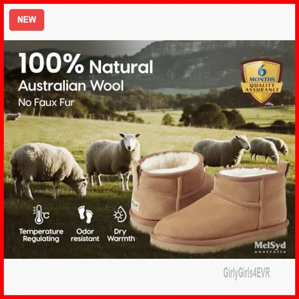 Sheepskin Ankle Boots with Arch Support, Waterproof Suede, -40°F Thermal